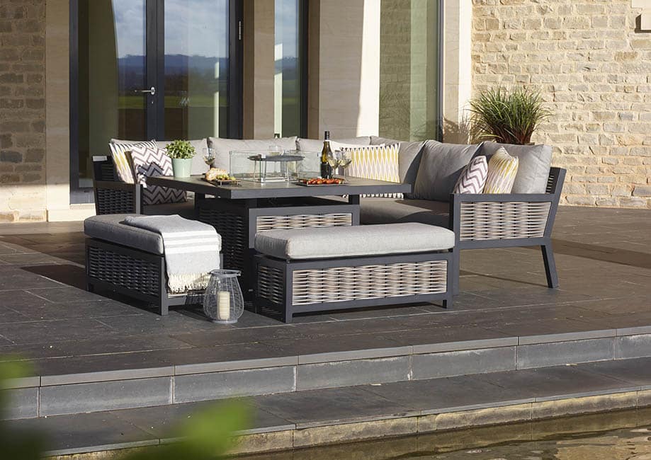 Portofino Terrace Garden Sofa Dining Set With Firepit Option Portofino Terrace Garden Sofa Dining