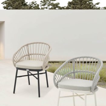 Milton aluminium armchair cuerda taupe