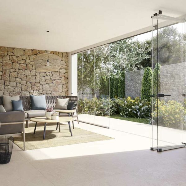 Folding glass curtain living room