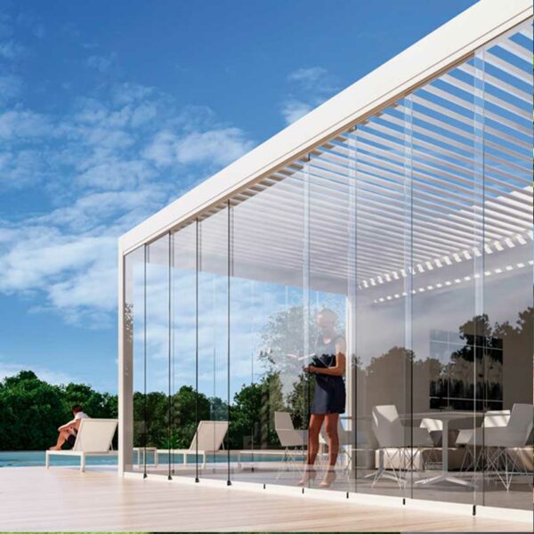 Sliding glass curtain terrace