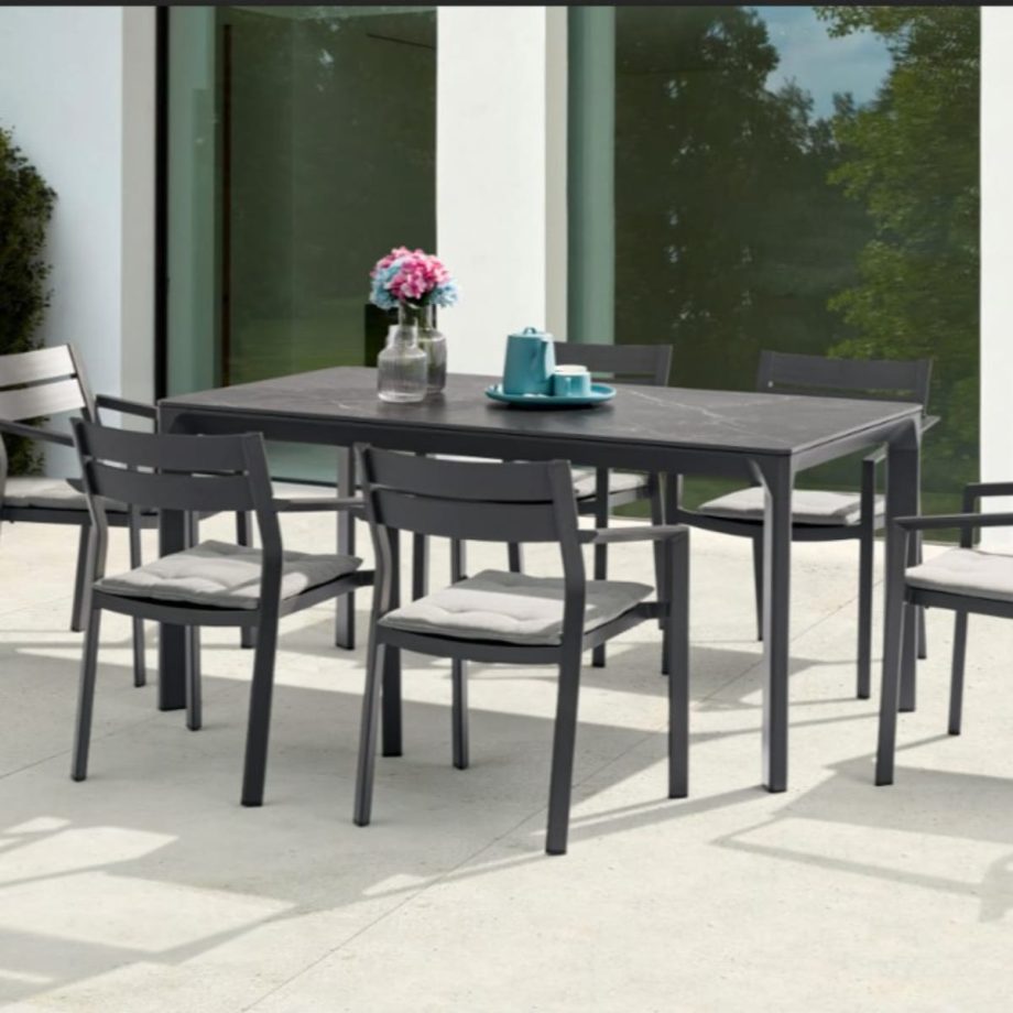 Boori Dining Table 160 x 90cm Anthracite Close Up View Life style Images