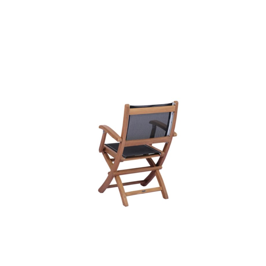 Candon Folding Chair With Arms Black Back View